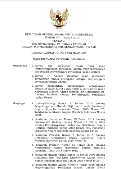Legalitas Cahaya Raudhah