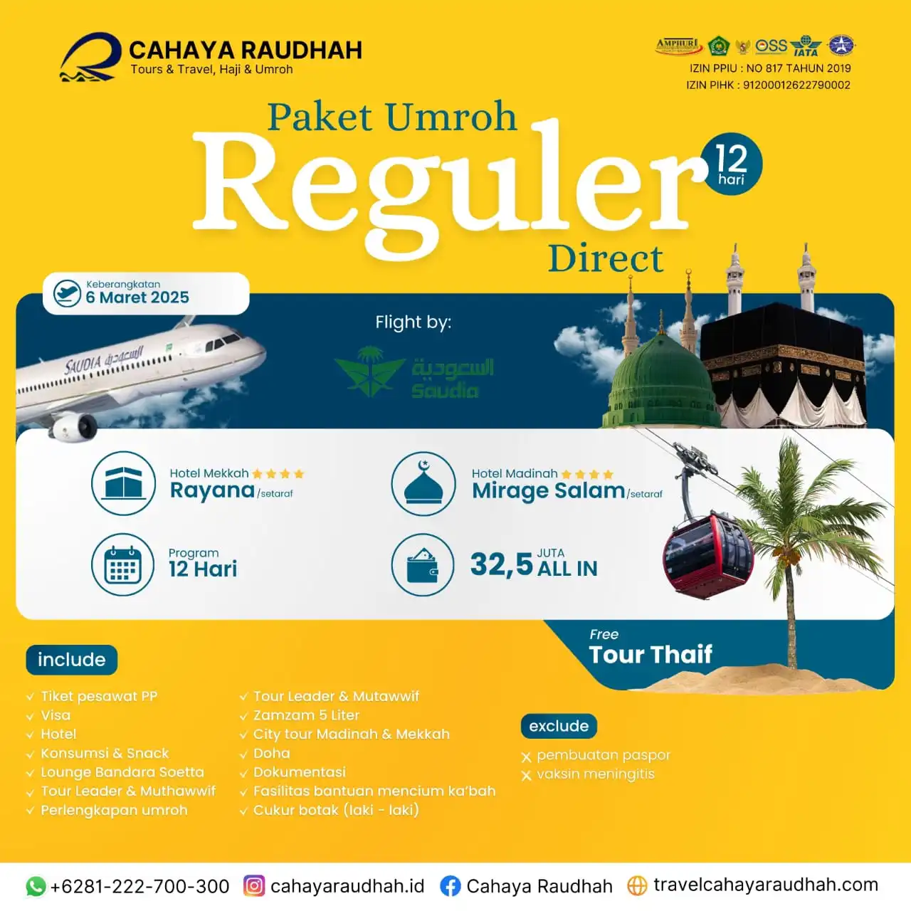 Paket Umroh 6 Maret 2025 Cahaya Raudhah | Travel Umroh | Travel Haji