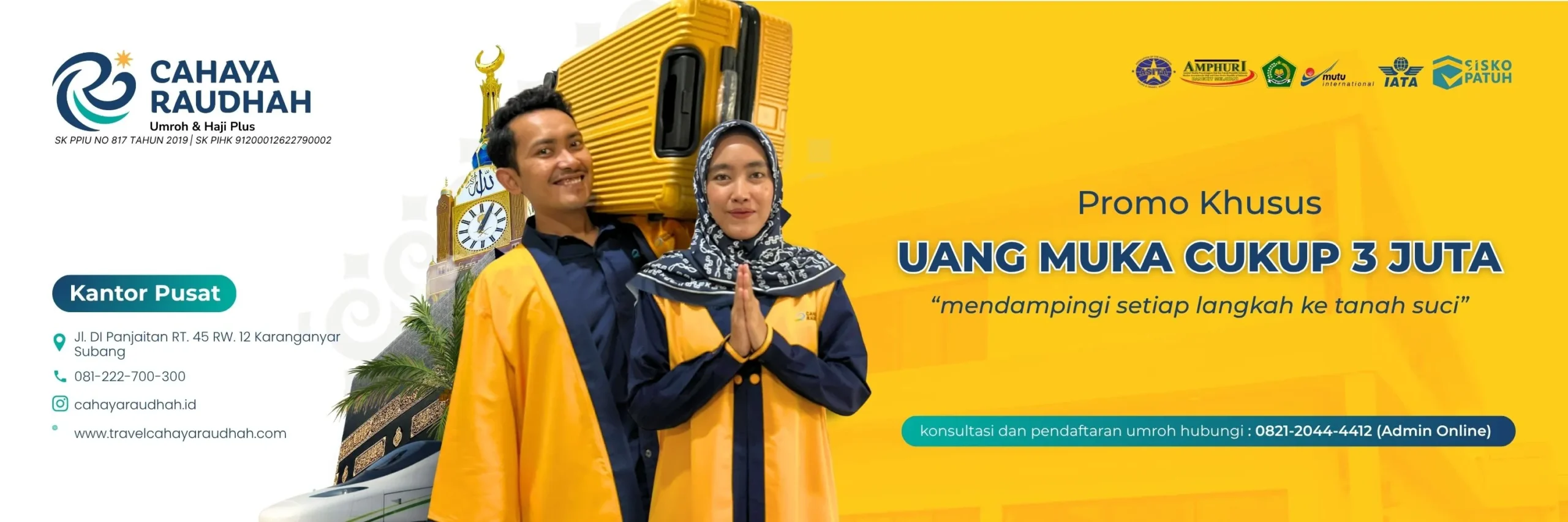 Uang Muka 3 Juta untuk semua paket umroh di Cahaya Raudhah