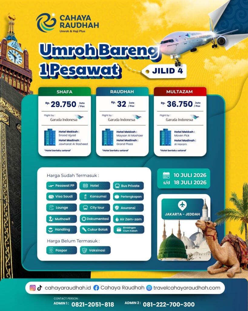 Umroh Multazam 1 Pesawat 10 Juli 2026 Bintang 5