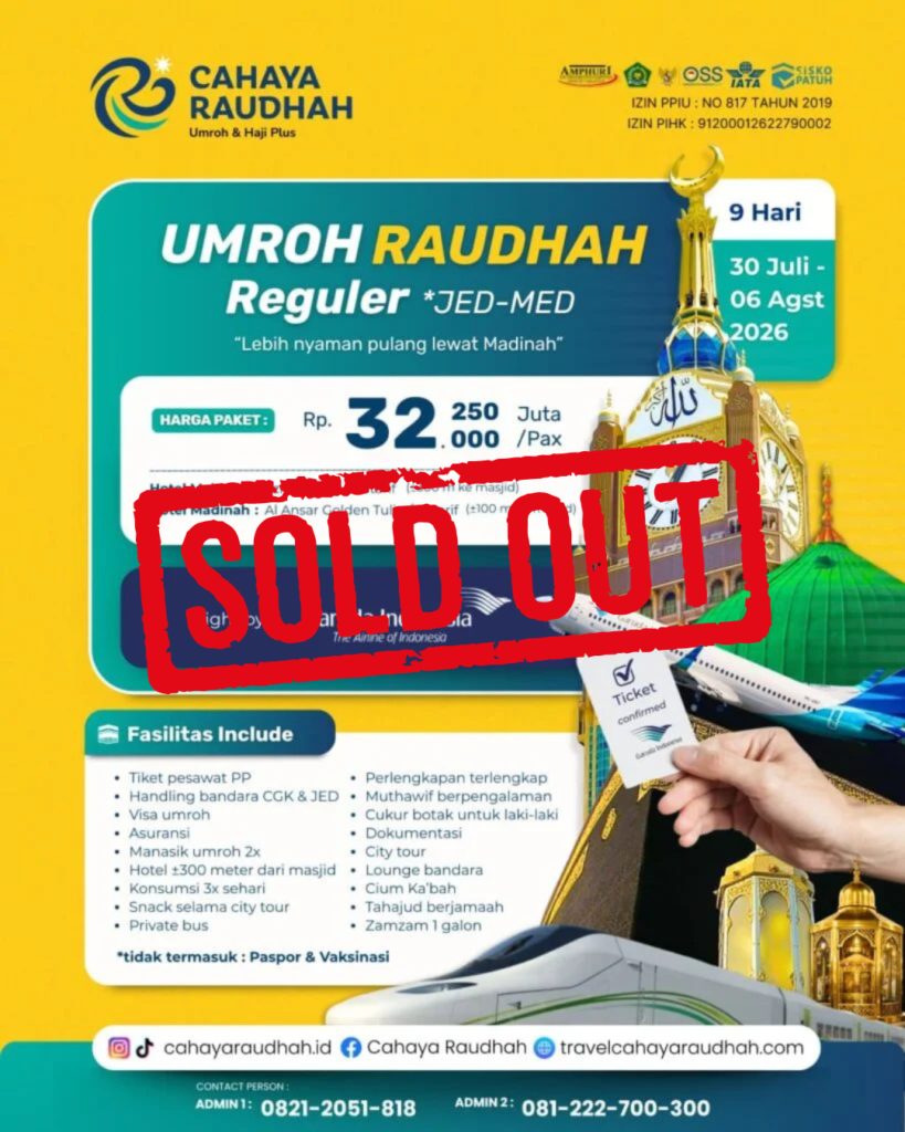 paket umroh cahaya raudhah jogja 30 juli