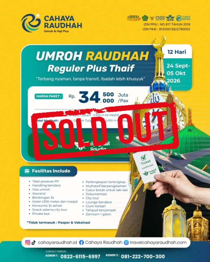 paket umroh cahaya raudhah jogja 24 September