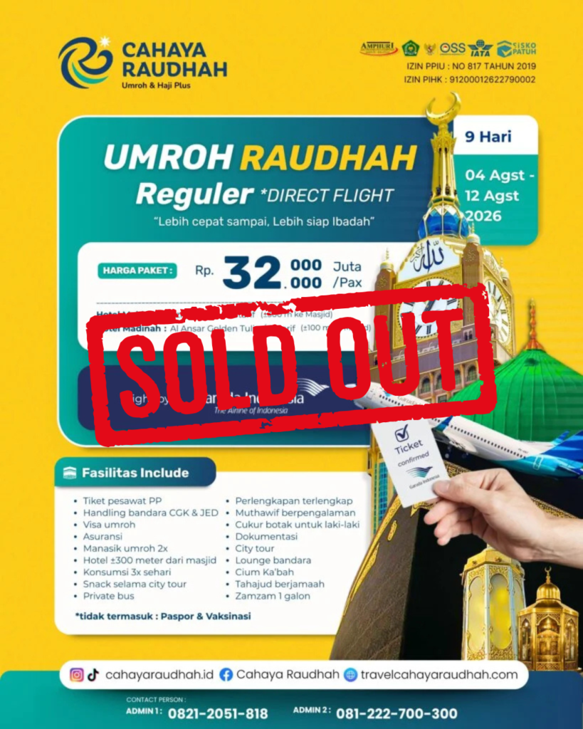paket umroh cahaya raudhah jogja 4 Agustus
