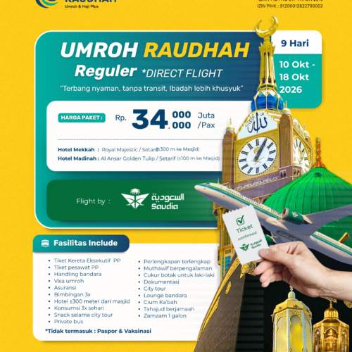 Paket Umroh Start Jogja keberangkatan 10 Oktober 2026 Cahaya raudhah