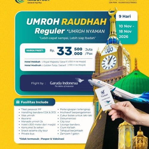 Paket Umroh Raudhah 10 November 2026 | 9 Hari