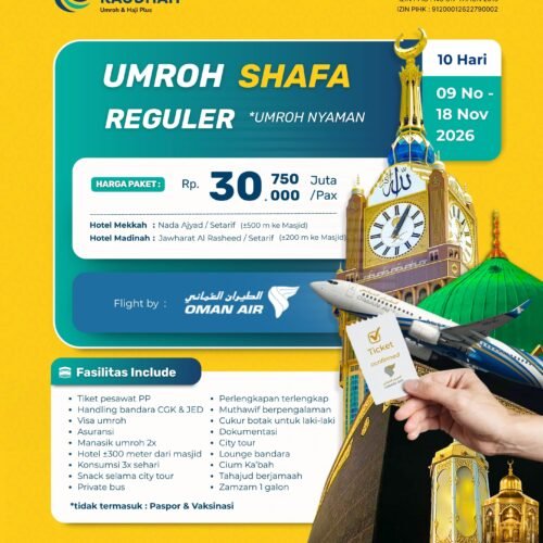 Umroh Shafa 9 November 2026 | 10 hari Start Jogja