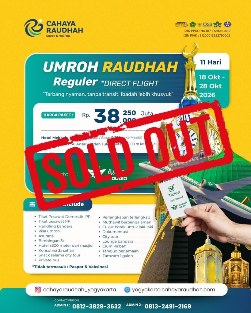 Paket Umroh 18 Oktober 2026 Start Jogja cahaya Raudhah